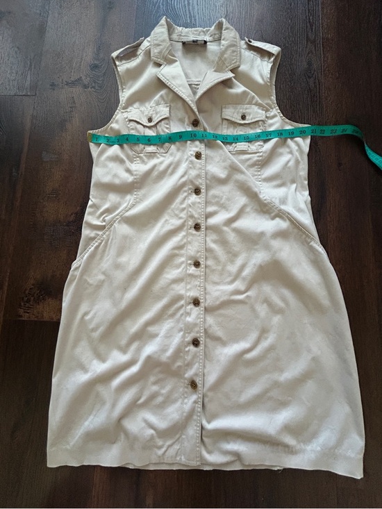 Jones New York Khaki Shirt Dress Sleeveless Button Front Size 14 - Picture 7 of 8